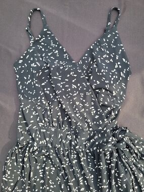 Black & White Speckled Wrap-Style Jumpsuit